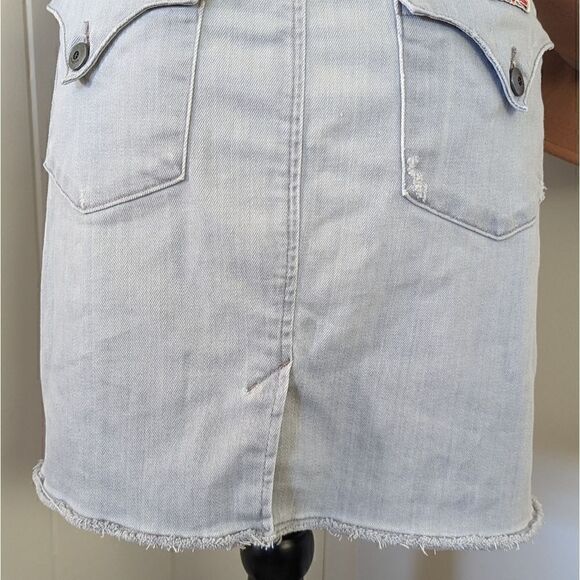 Hudson Raw Edge Hem Denim Mini Skirt  29 Coastal Cowgirl Rebel Punk Academia - Picture 11 of 12